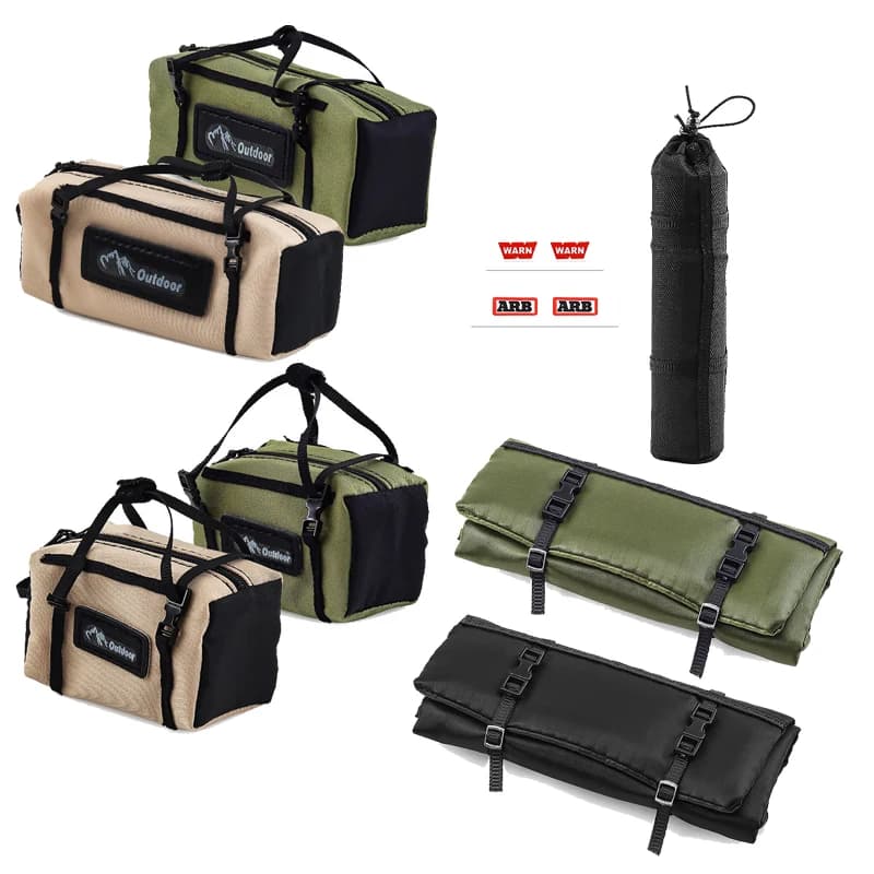 Accessorio overlanding in scala 1/10 - Bagagli sul tetto e sacco a pelo realistici per auto RC con decorazione cingolata RC