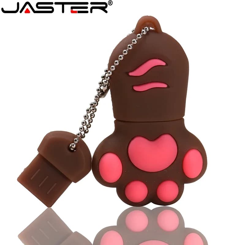 JASTER Cartoon Cat Paw USB Flash Drive 64GB carino Pen Drive 4GB 8GB 16GB 32GB rosso Pendrive USB2.0 Memory Stick portachiavi gratuito