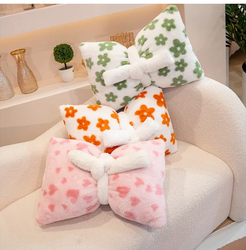 50x35cm Cute Bowknot Nap Pillow Plush Waist Cushion backrest throw pillow