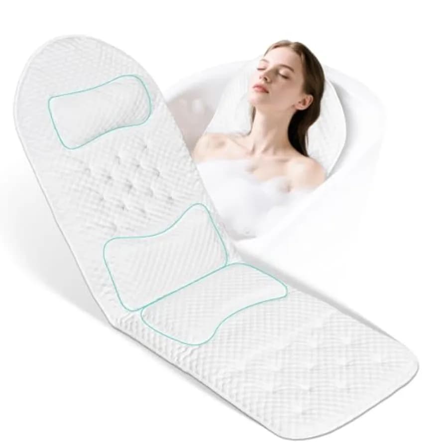 Cuscino da Bagno Integrale per Vasca, Morbido e Spesso con Ventose Antiscivolo e Doppi Ganci, Lussuoso Cuscino Spa per Collo e Schiena