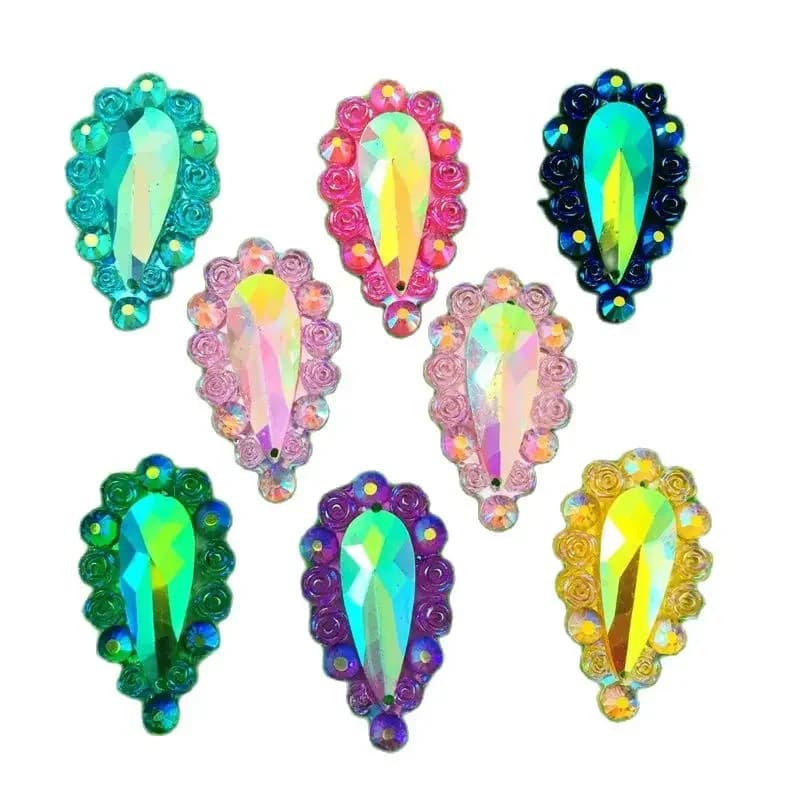 16*28mm 30 pezzi Cristalli a goccia d'acqua con retro piatto in resina, strass, perline, accessori per scrapbooking, artigianato e gioielli -B59