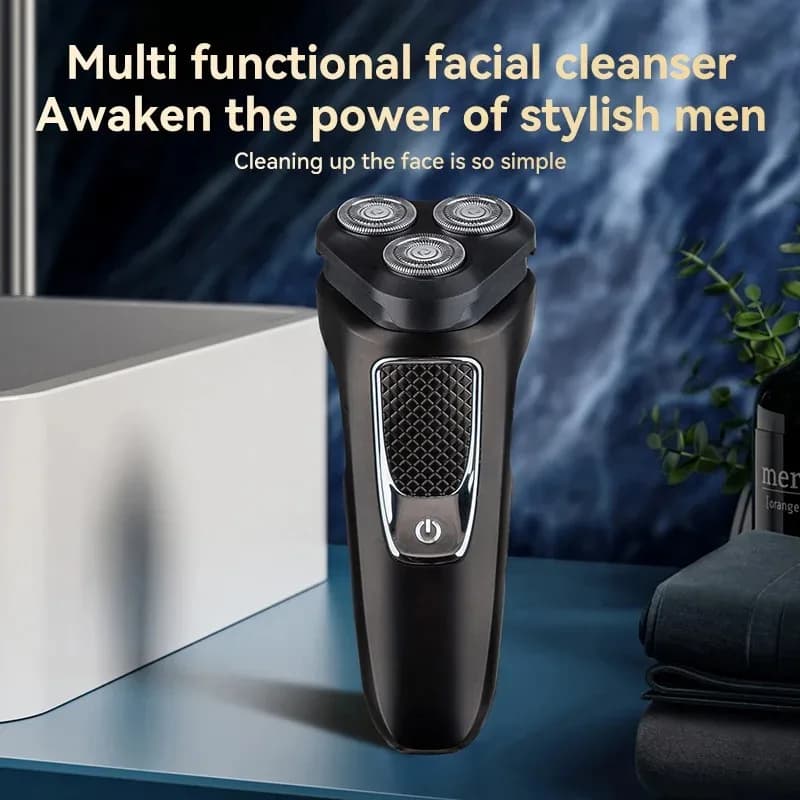Rasoio Elettrico TXD-1 per Uomo con Lame Flottanti 3D Rotanti, Ricaricabile, per Barba e Viso, Portatile da Viaggio, Trimmer per Peli del Corpo