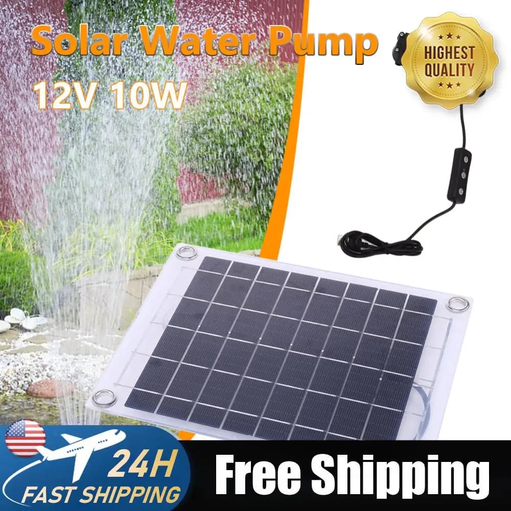 Pompa Solare 12V 10W per Decorazione Giardino, Mini Pannello Solare con Pompa per Irrigazione, Kit Pompa Solare per Acquario