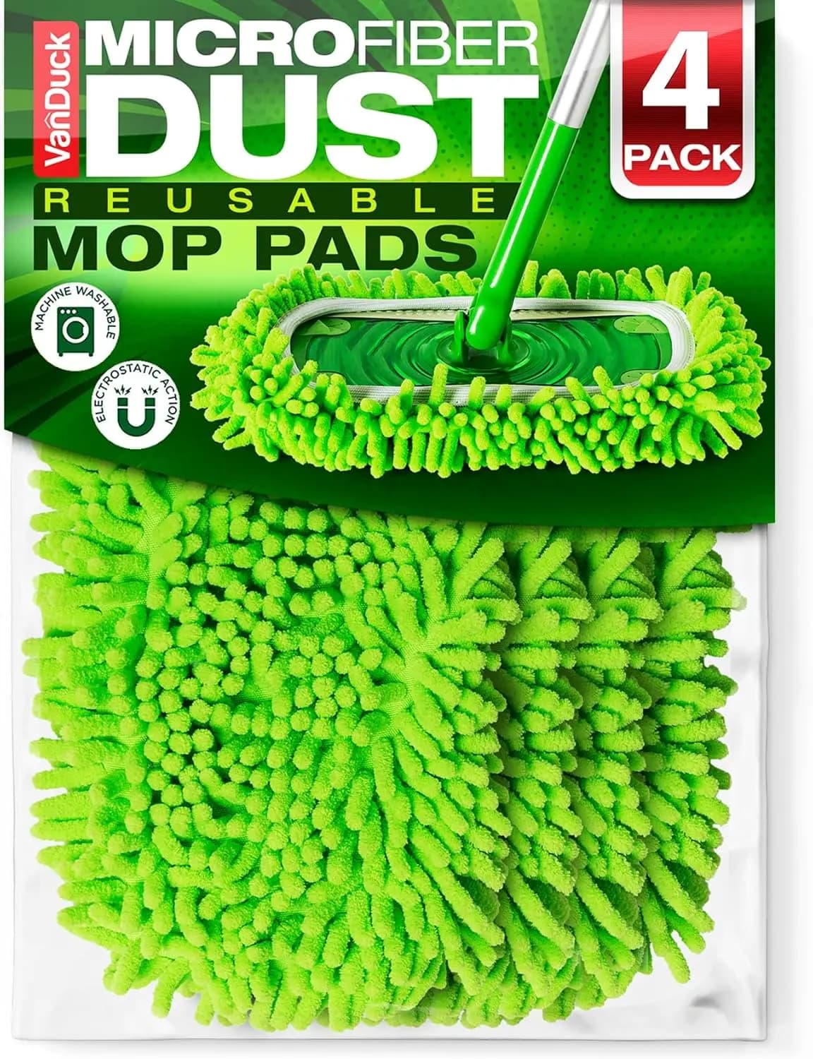 Ricambi per Scopa Antipolvere Compatibili con Swiffer Sweeper (Confezione da 4) - Ricambi in Microfibra per Animali Domestici, Resistenti, per Pulizia a Secco - Panno Riutilizzabile per Scopa (Manico Non Incluso)