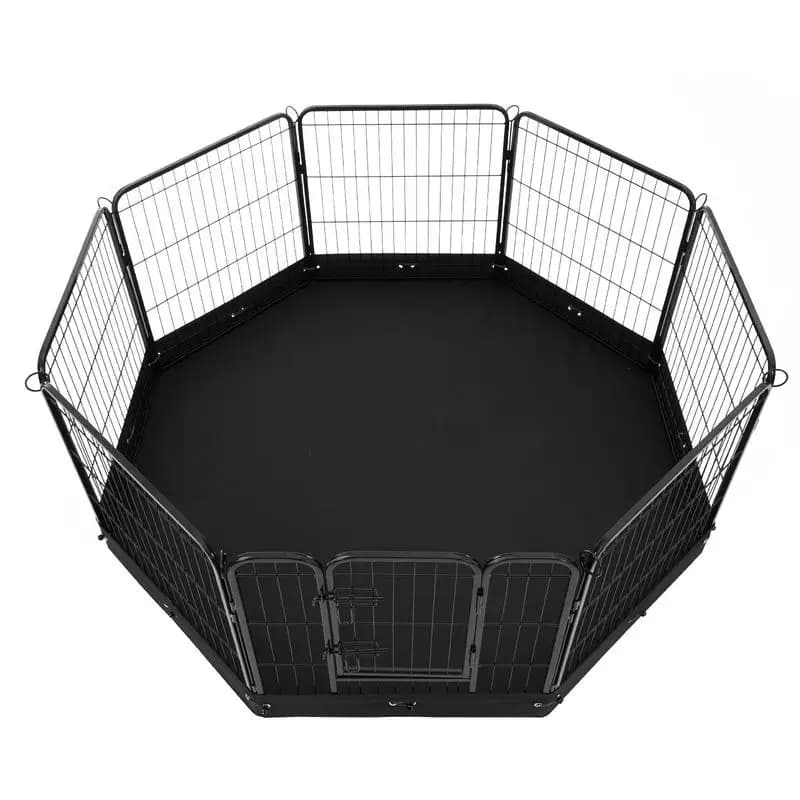 Foldable Pet Enclosure 24 x 24 Inch For Living Room Backyard Training Ground, Door Access Storage Bag Bottom Mat Metal Construction Small Animal Cage