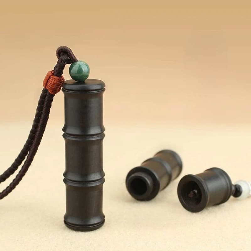 DIY Ebony Wood Zhujie Gawu Box Letter Pendants Necklace Wish Bottle Essential Oil Aroma Diffuser Vintage Sweater Chain