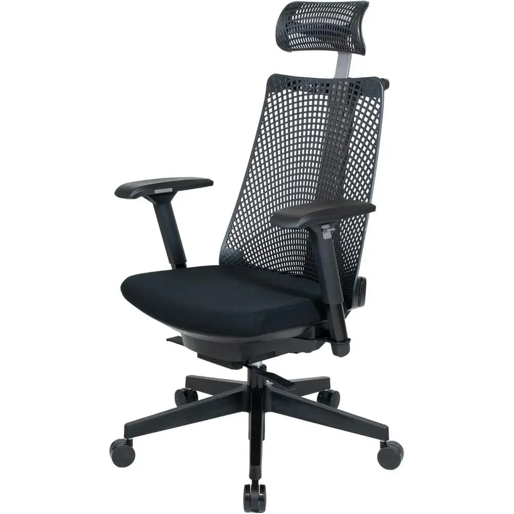 Sedia da Gaming Itoki YL9G-G-BLEL, Sedia da Ufficio, Sedia da Scrivania, Sedia in Rete, Braccioli Mobili, Schienale Alto, Nero e Grigio Linea