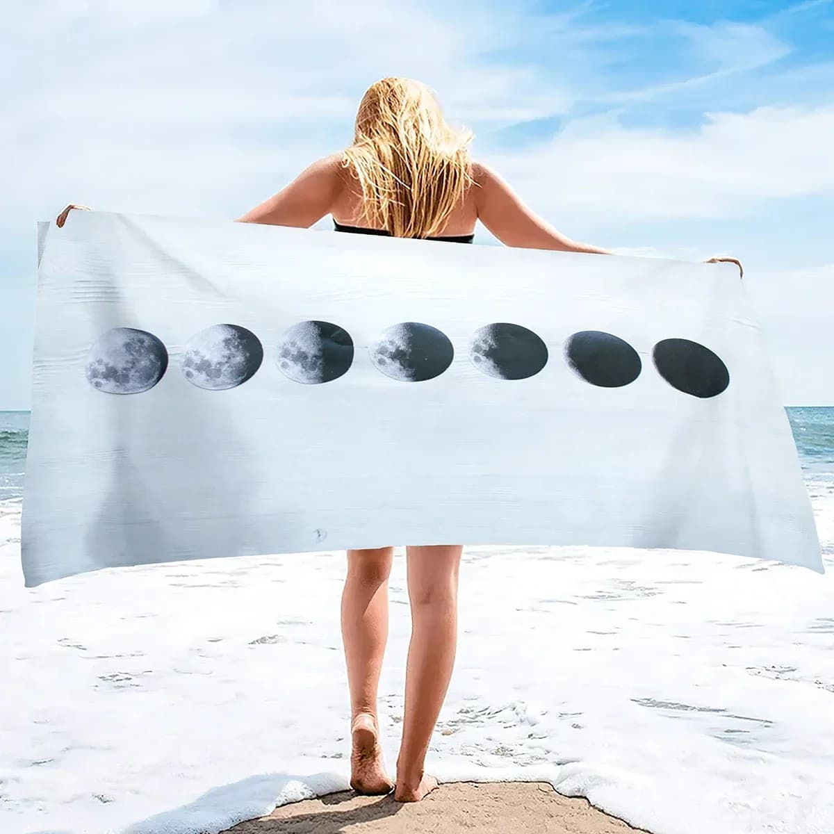 Telo Mare Moon ad Asciugatura Rapida, Anti-Sabbia, Super Assorbente per Viaggi, Piscina, Nuoto, Bagno, Campeggio, Yoga, Palestra, Sport