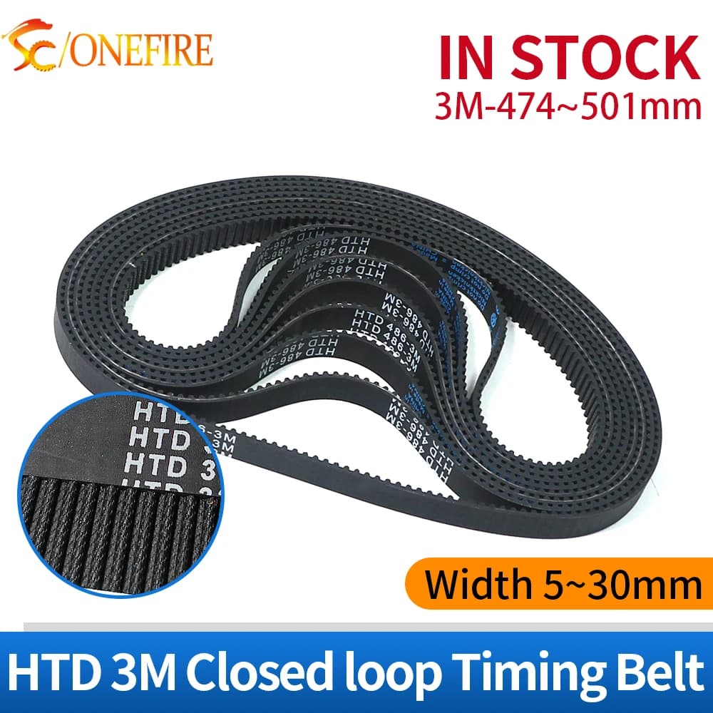 Cinghia sincrona HTD 3M 474/477/480/483/486/489/492/495/498/501mm larghezza 5~30mm per stampante 3D CNC, cinghia industriale a circuito chiuso