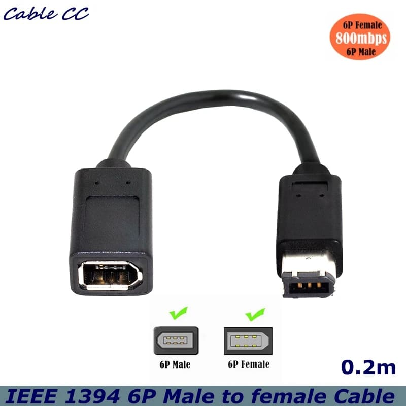 IEEE 1394 Firewire da 6 pin a 1394a 6 pin femmina a maschio estensione dati scheda di acquisizione video supporto cavo da 400 a 400 20 cm