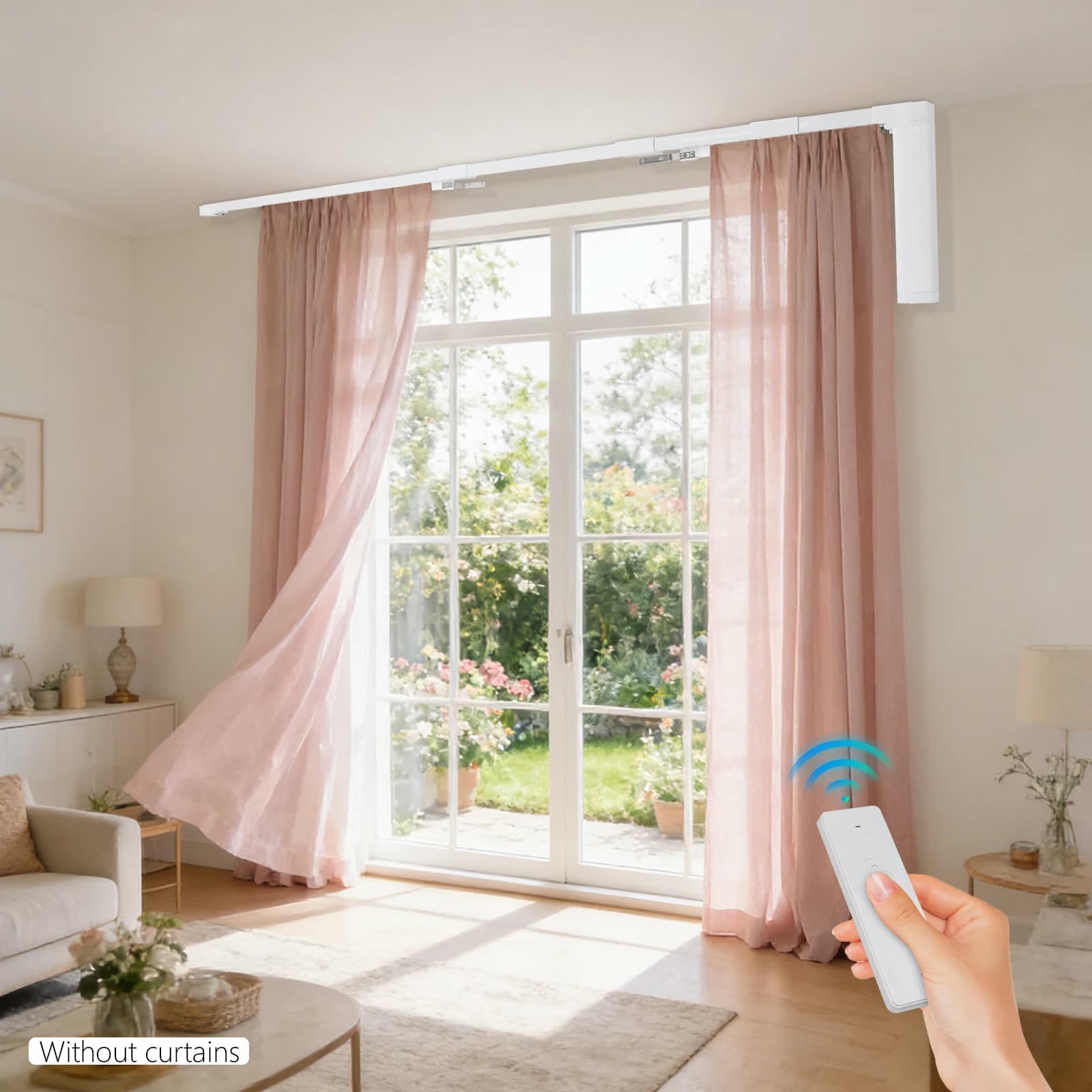 Electric Curtain Rail with Remote Control, Electric Curtain Track, Motorized Curtain Track, Aluminum Alloy for Bedroom Office