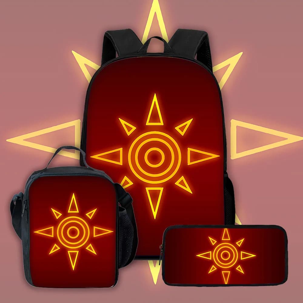 Cartoon Digimon Child School Backpack with Lunch Bags ,Pencil Bags ,School Bags for Boys Girls Best Gift