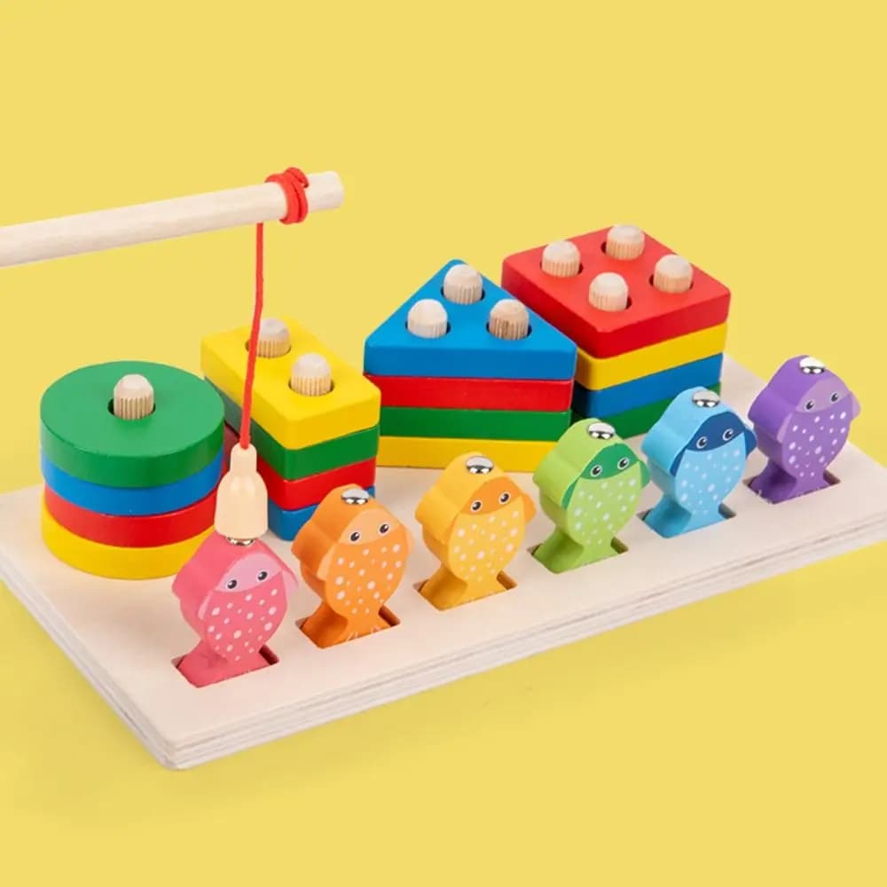 Riconoscimento del colore Gioco di pesca magnetico in legno Educazione precoce Gioco da tavolo di abbinamento Montessori Gioco di apprendimento Multi-funzionale