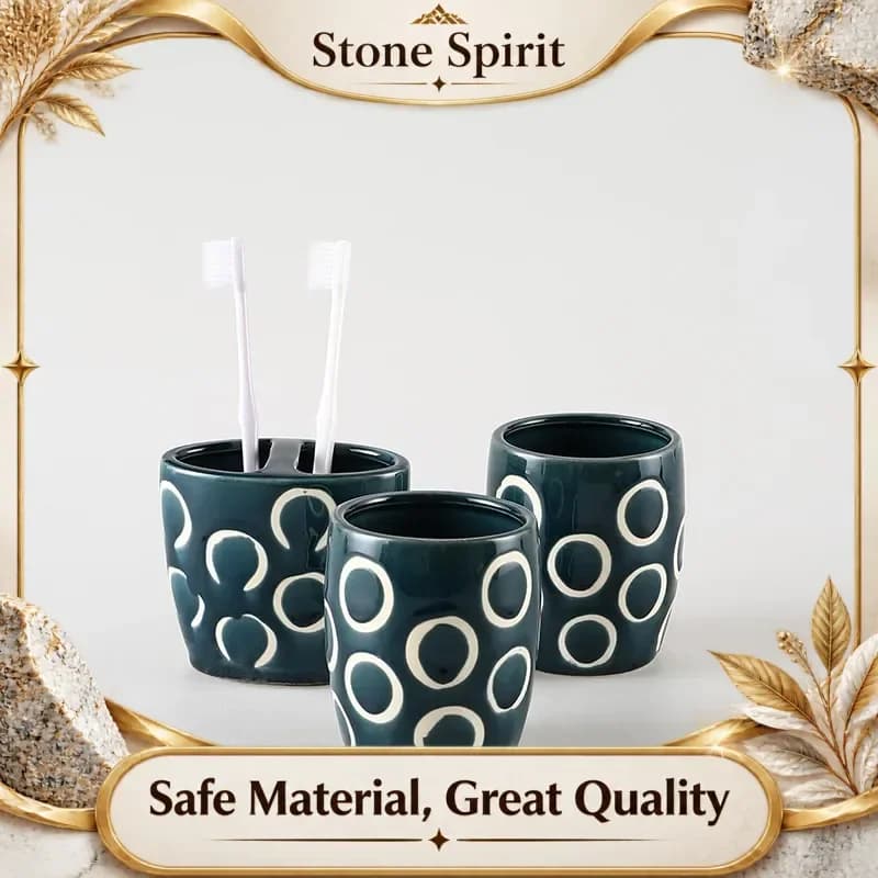 Dark blue circle ice crack ceramic soap dispenser bathroom accessories toothbrush holder soap box gargle cup shower accessories