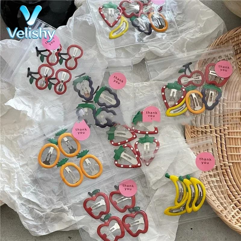 Set di Accessori per Capelli per Bambine, 4 o 6 Pezzi, Mollette BB a Forma di Fragola per Decorazioni Festa