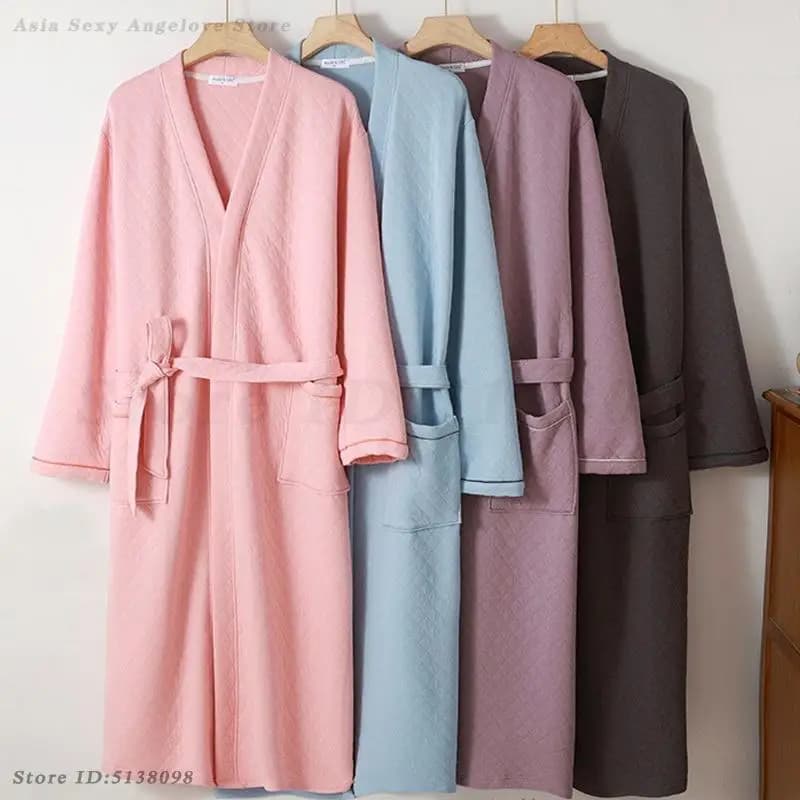 Thicken Cotton Robe Home Wear Autumn Winter Warm Sleeping Dress Bathrobes Kimono Gown Male Women Yukata Loungewear Sleepwear