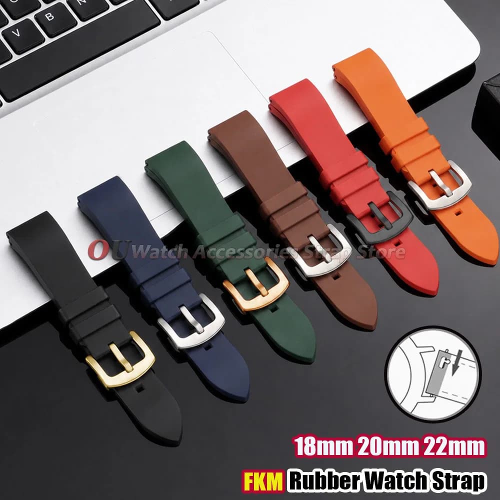 18mm 20mm 22mm FKM Rubber Watch Strap for Rolex for Seiko for Omega Quick Release Replacement Universal Men Women Sport Bracelet