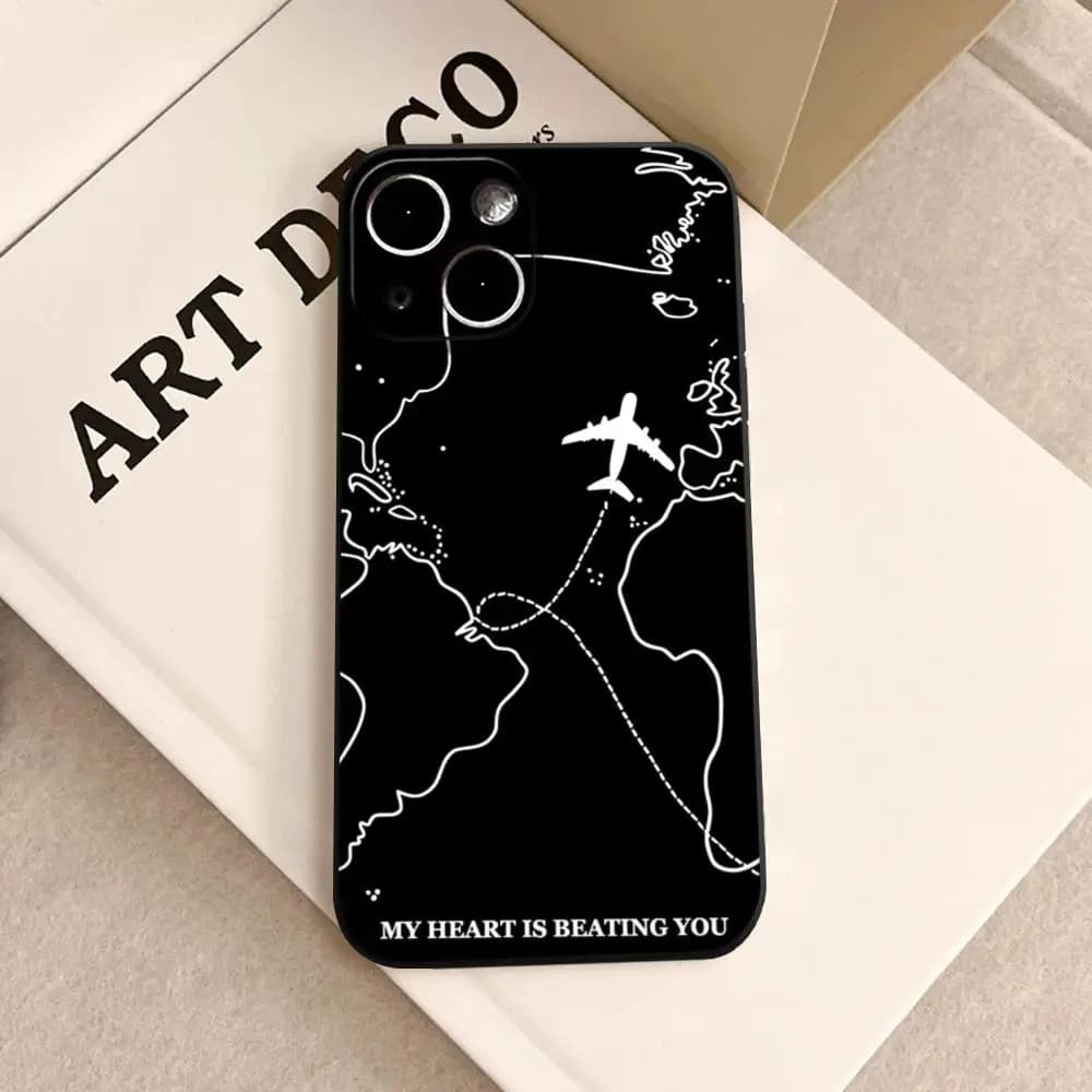Travel-Inspired Airplane Route Design Phone Case For iPhone 17 Air 16 15 14 Plus 13 12 11 Pro Max 16e Shockproof HD Clear Cover