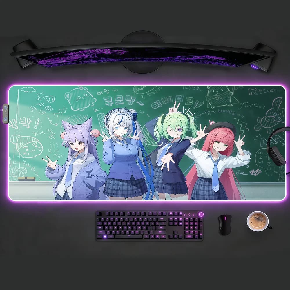 Tappetino per mouse Band Singer StelLive, impermeabile, con luce LED RGB, tastiera da gioco colorata, copertura antiscivolo, superficie per tappetino da scrivania