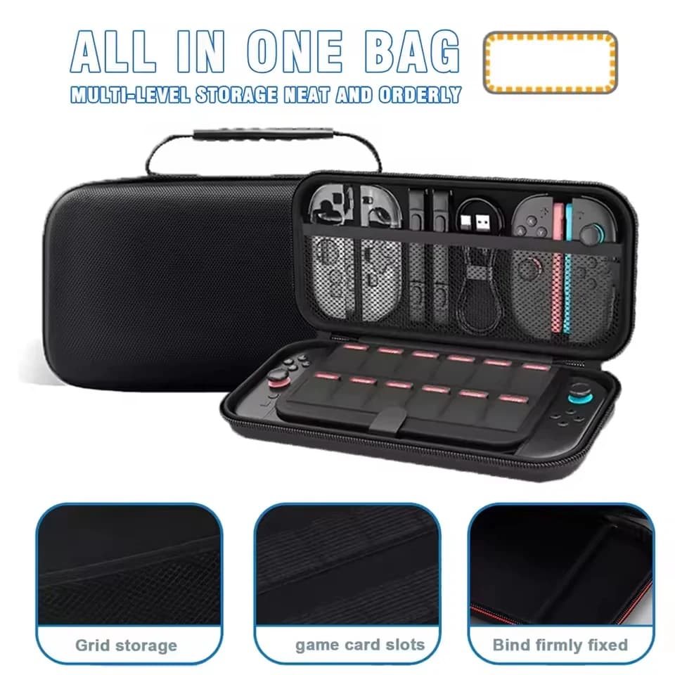 Custodia da trasporto portatile per NS Switch 2 con slot per carte da gioco Spazio di archiviazione Borsa protettiva in EVA per accessori NS Switch 2