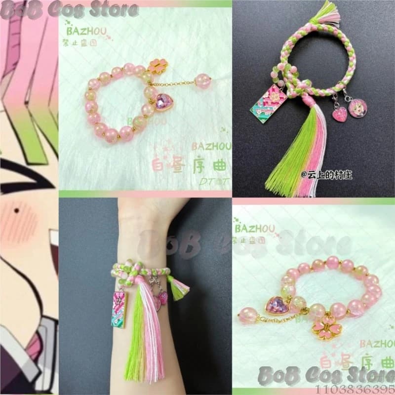 Bracciale Mitsuri Doujing Demon Love Anime Hashira Cosplay Carino rosa Prop Donna Ragazza Uomo Regali di compleanno Festa di Halloween Carnevale