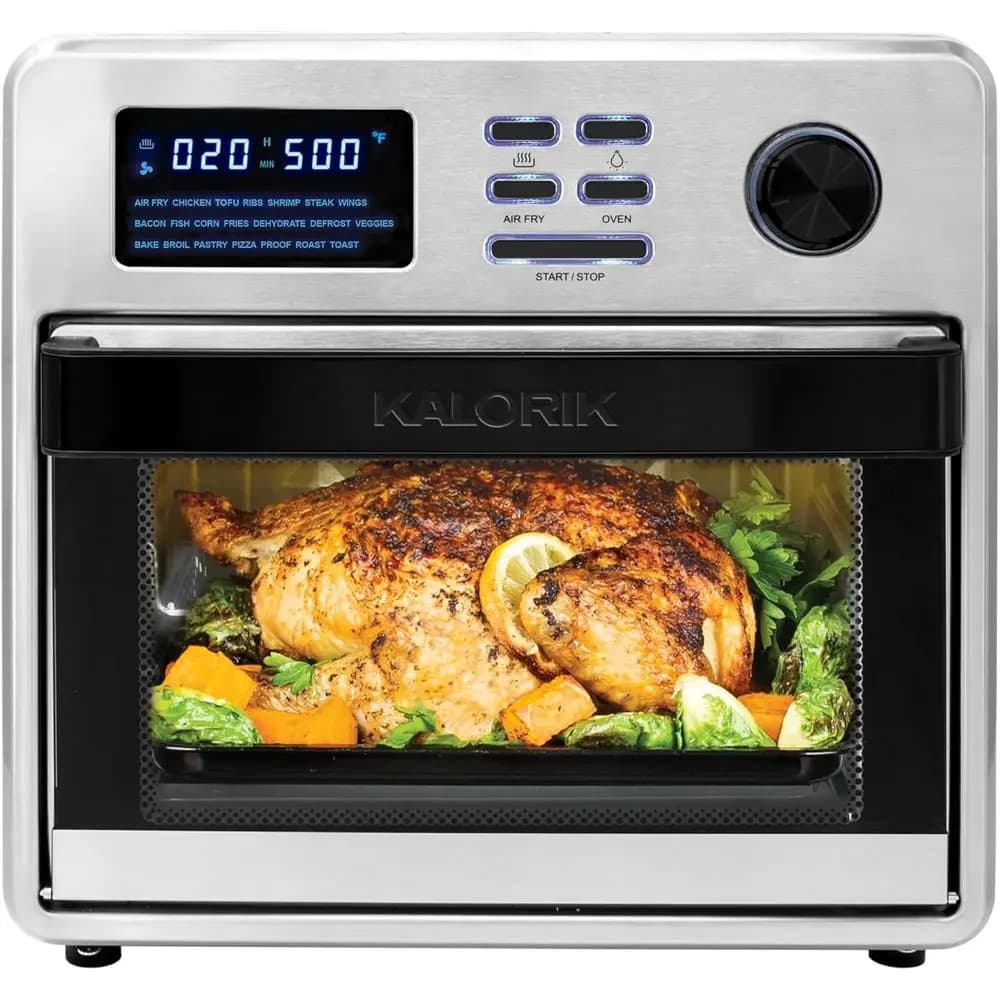 Forno tostapane con friggitrice ad aria 9-in-1 da 16 litri, 21 preimpostazioni, 9 accessori, 1600W, in acciaio inossidabile