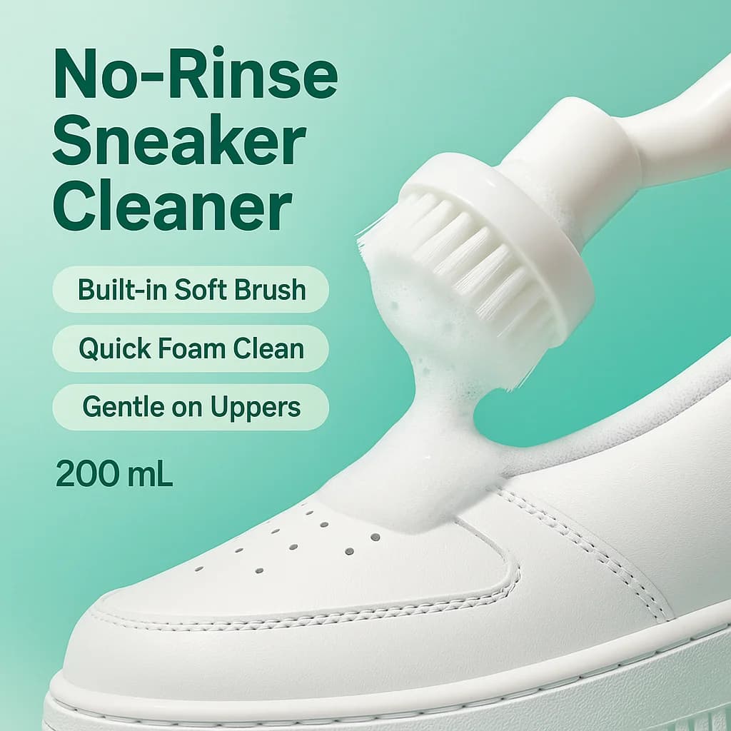 Schiuma detergente per scarpe bianca con testina Pulizia delicata senza acqua per uso domestico e in viaggio