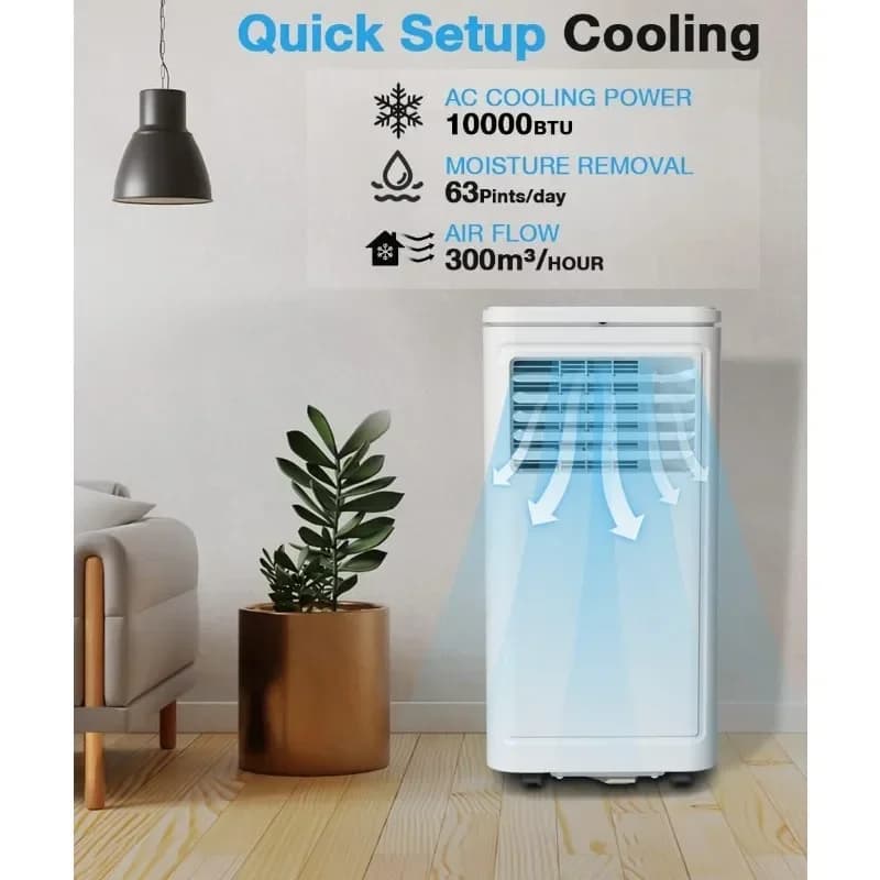 Condizionatore portatile, per ambienti fino a 450 mq. ft, portatile con deumidificatore e ventola