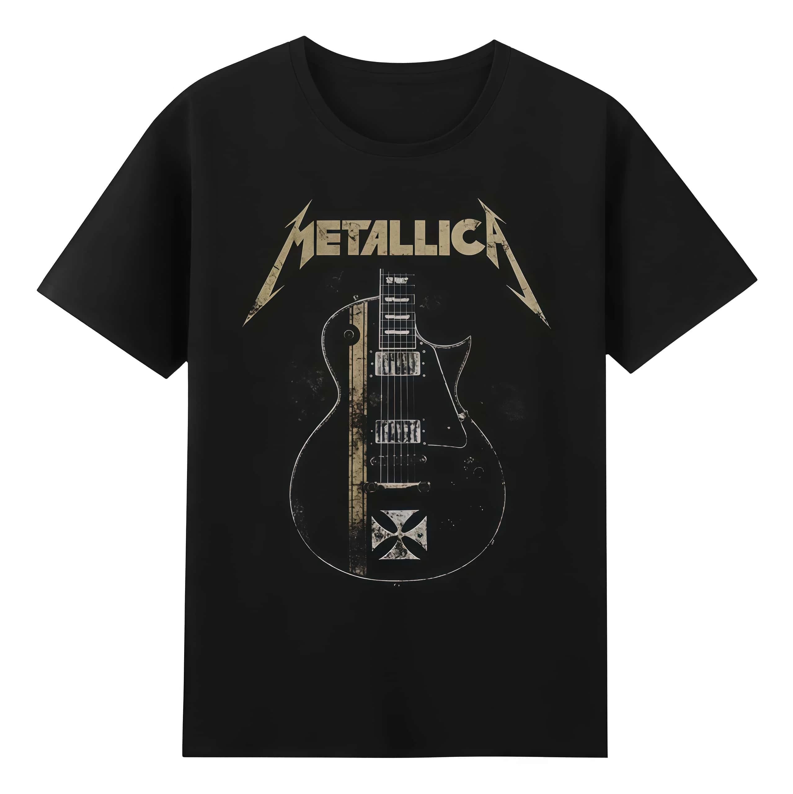 2026 Summer New Men Women Dark Style Metallica Metal Band Guitar Pattern Printed T-shirt Fashion 100_Cotton Street Wear Y2K