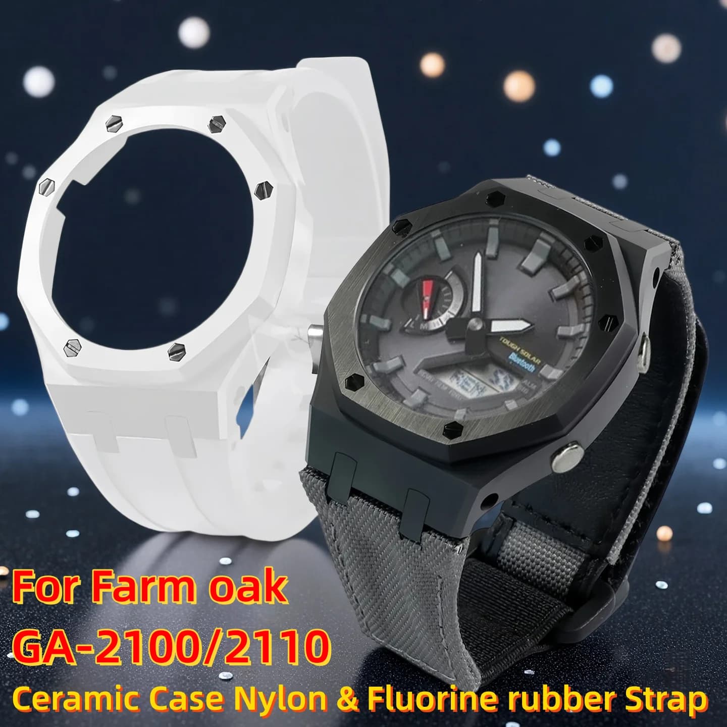 2100 mod kit Ceramic watch Case Kit With Nylon & Fluororubber Strap For Casio G-SHOCK GA2100 GA2110 GA-B2100 watch Accessory