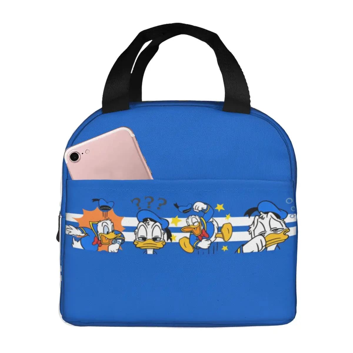 Borsa Termica per il Pranzo Personalizzata Donaldes Anime Duckes, Riutilizzabile, Impermeabile, per Donne, con Isolamento Termico per Alimenti, per Scuola