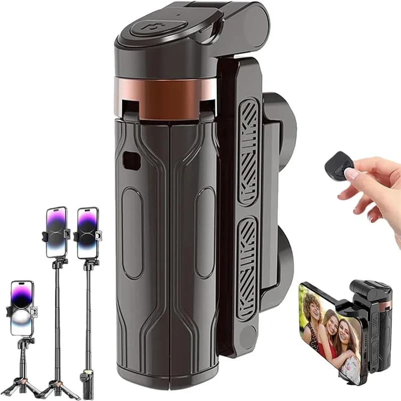 Supporto per treppiede multifunzionale telescopico mini selfie stick Bluetooth portatile flessibile tascabile per monopiede per telefono Android IPhone
