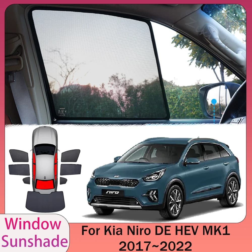 For Kia Niro HEV DE MK1 2017~2022 2018 2019 2020 2021 Car Magnetic Mesh Privacy Sunshade Side Window Sun Shade Accessories