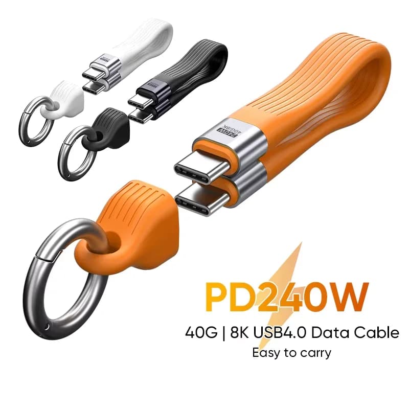 Cavo USB4.0 USB-C a Type-C da 240W per ricarica rapida con portachiavi, 8K@60Hz, 40Gbps, per trasmissione dati video da telefono, MacBook e laptop