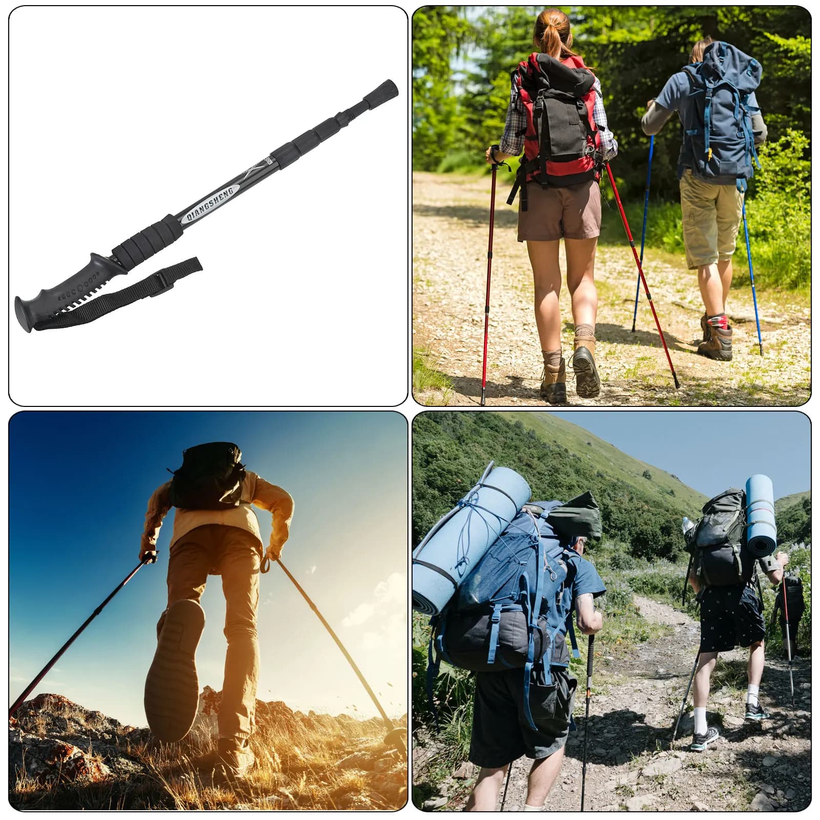 Trekking stick set Foldable trekking pole 21-43 inch telescopic folding barrel with snow basket Aluminum alloy for outdoor excursions