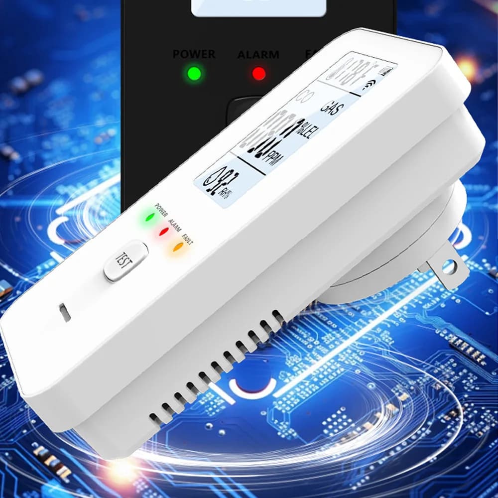 Natural Gas & Carbon Monoxide Detector with HD Display Screen Temperature Humidity Sensor Gas Leak CH4 CO Alarm Device For Home