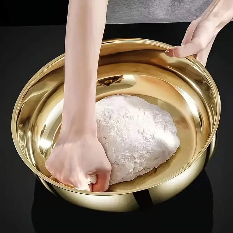 Large Capacity Stainless Steel Mixing Bowl, Ideal for Dough Mixing, Vegetable Washing & Salad Stirring, Easy to Clean