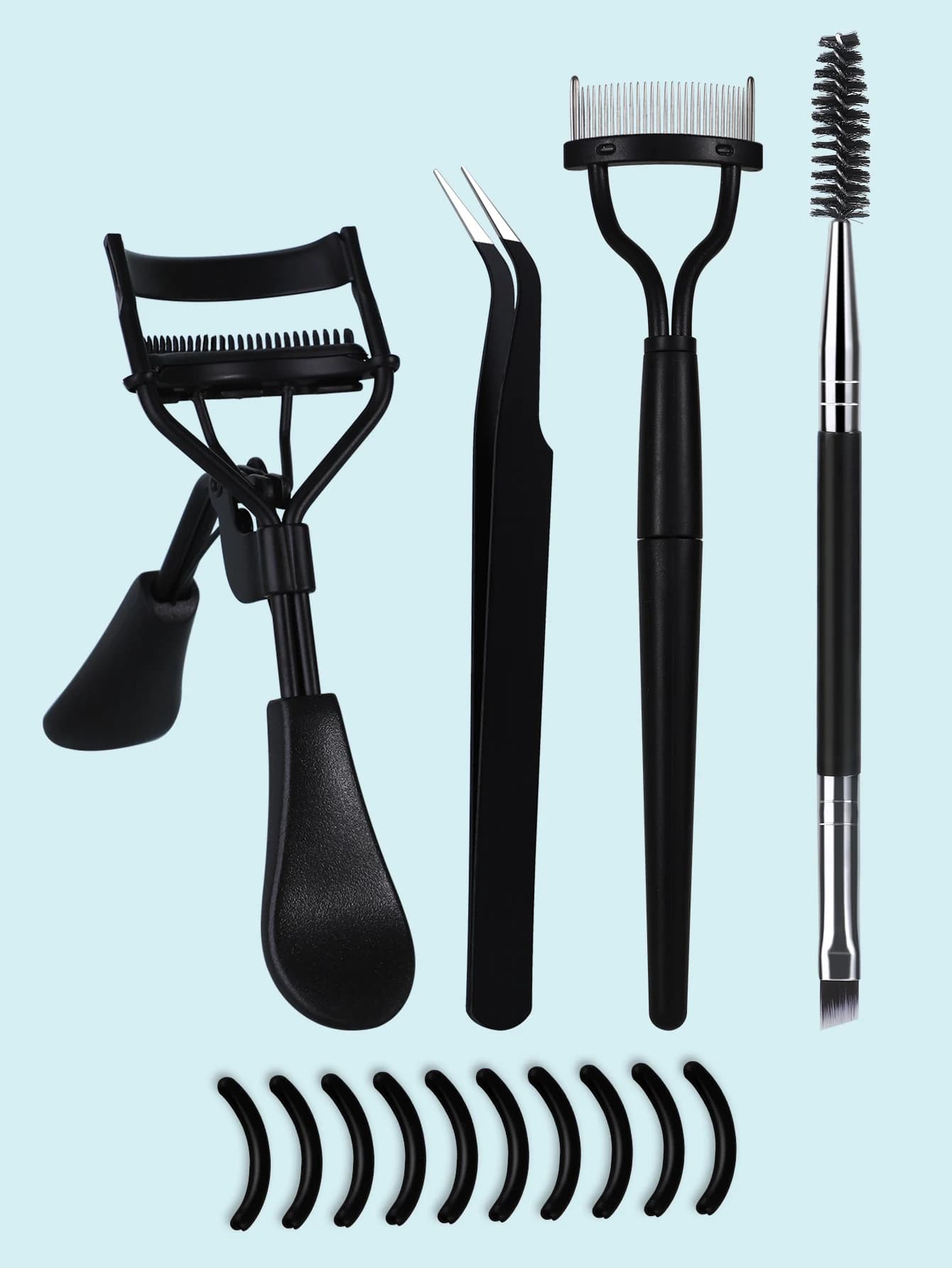 Set of 8/14-piece eyelash tools, set for curling eyelashes, stainless steel eyelash set, suitable for all types of eyes.