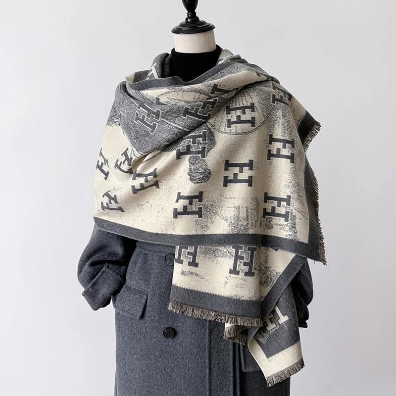 Nuova Sciarpa Donna 2025 di Tendenza con Stampa Lettere, Sciarpe Lusso Calde Autunno Inverno, Pashmina Mujer Femme Foulard Bufanda