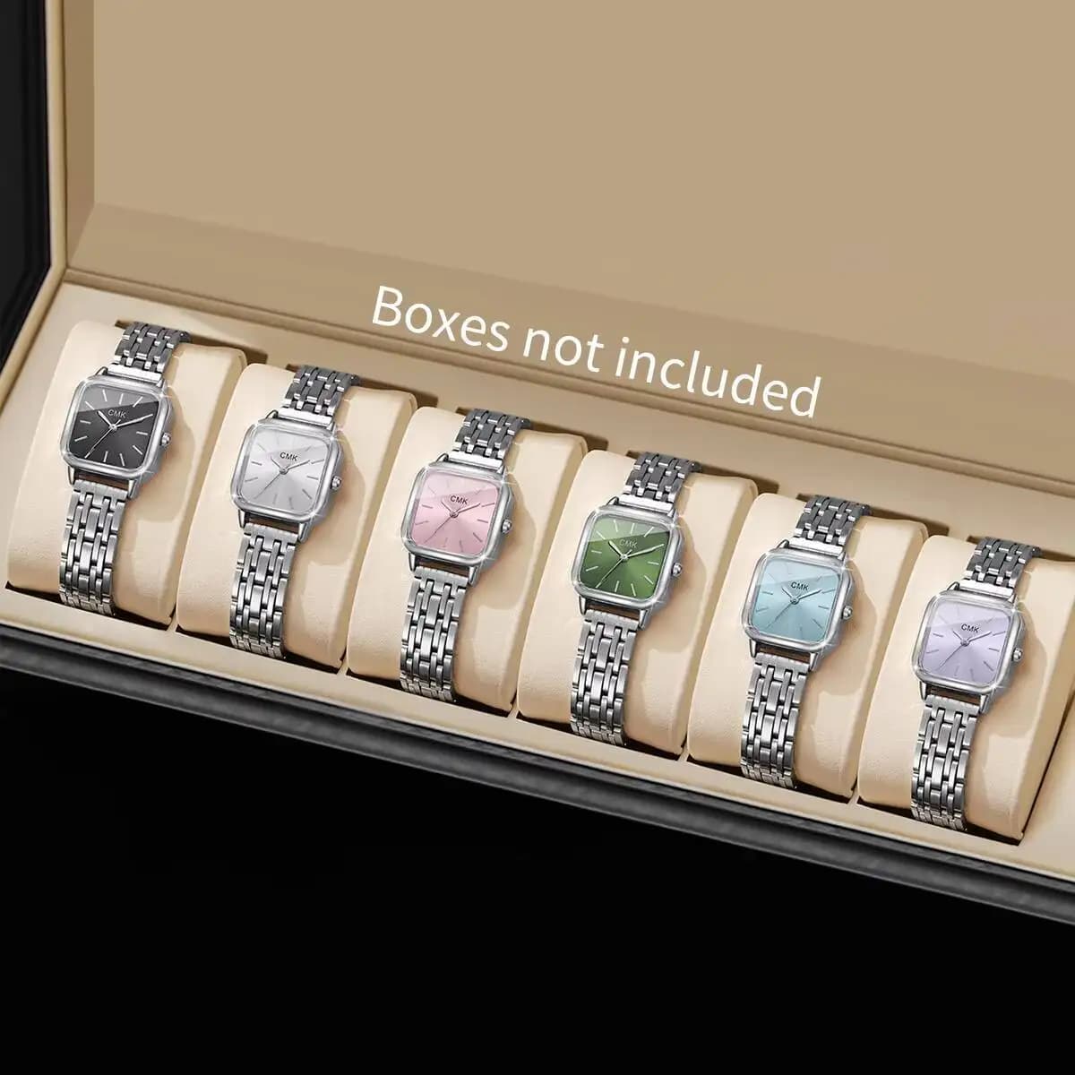 2/3/4/6 pcs Fashionable Women's Square Quartz Wrist Watch Simple Reloj Mujer (No Box)