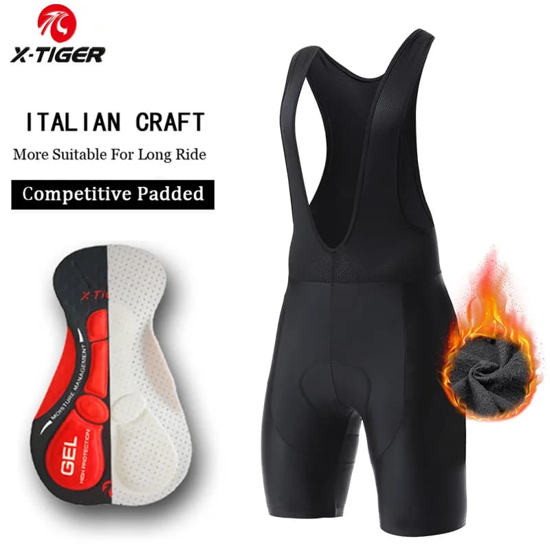 X-TIGER Winter warm cycling shorts Triathlon 5D Gel Filled Professional Bike Shorts in Lycra Breathable Men's Mountain Bike Collant