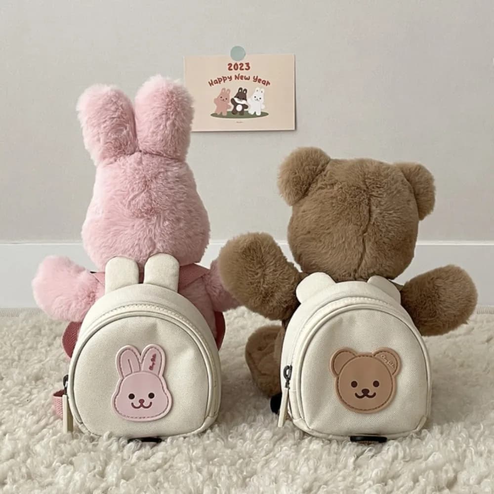 Zaino per bambini Borse per bambini rotonde Kawaii per ragazza Zaino per ragazzi della scuola materna Borsa per bambini con coniglietto orso cartone animato