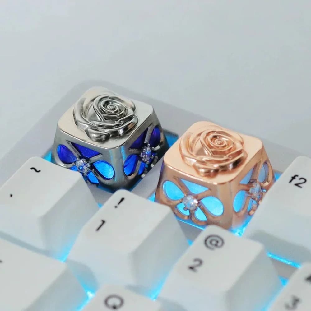 Rose Theme Keycap Customization Metal Artisan Handmade Keyboard Key Caps for Mechanical Keyboard Decoration Accessories Gifts