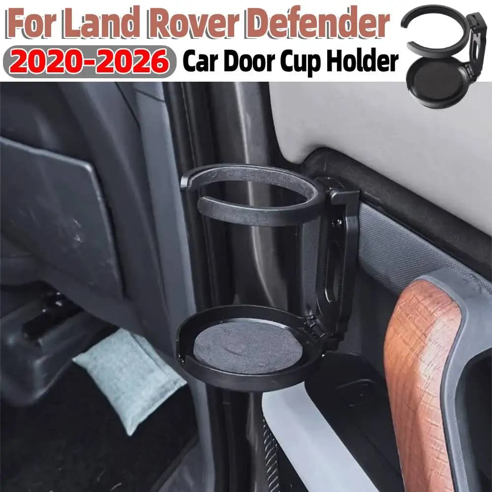 Car Door Water Cup Holder Folding Drink Bottle Stand Mount Bracket Auto Interior Accessories for Land Rover Defender 2020-2026