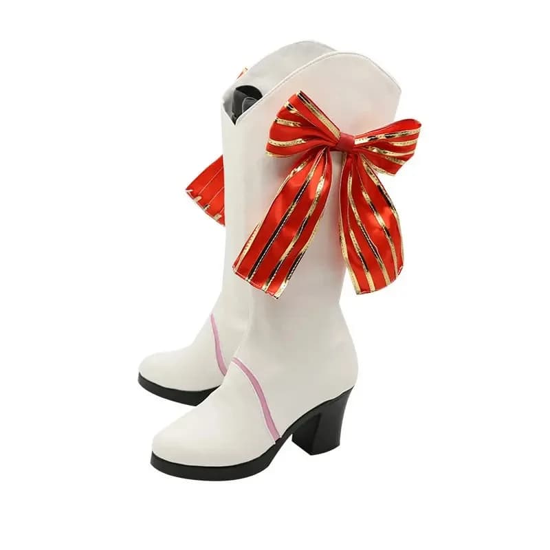 d'4,v;6 /8'Re:Life in a different world from zero Cosplay Rem Shoes White Red Bow Anime Costume Boots Can Cus2;g'7;b.8\a/