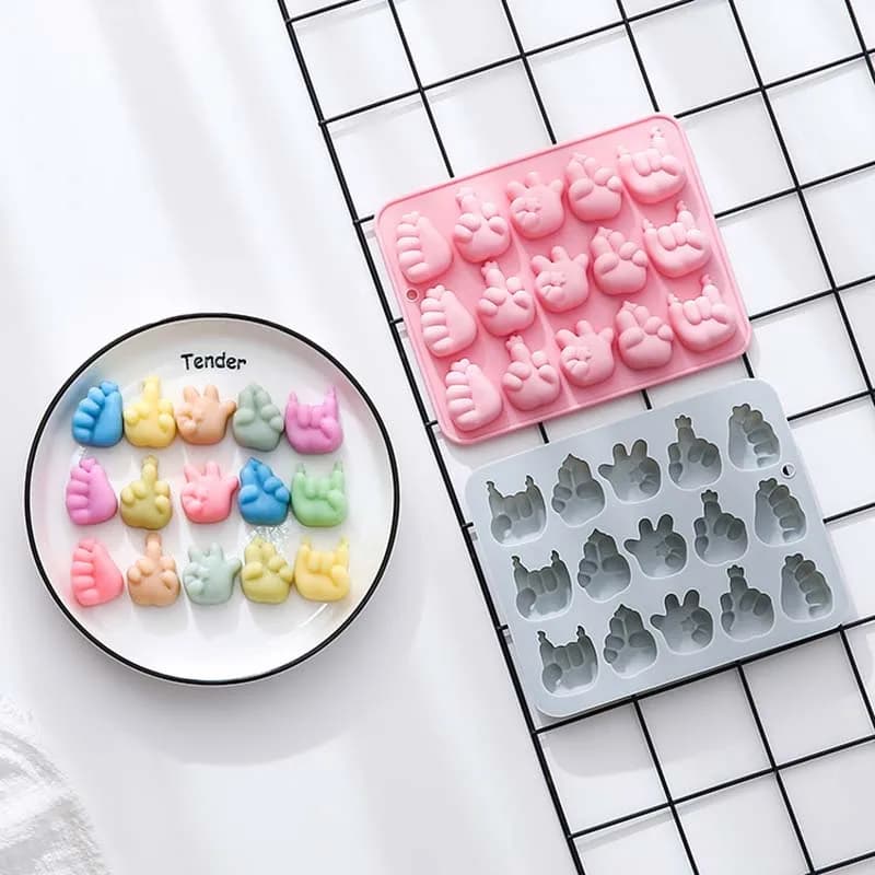 Stampi in Silicone con Diverse Forme di Gesti delle Mani per Cubetti di Ghiaccio, Torte, Caramelle Gommose e Cioccolatini