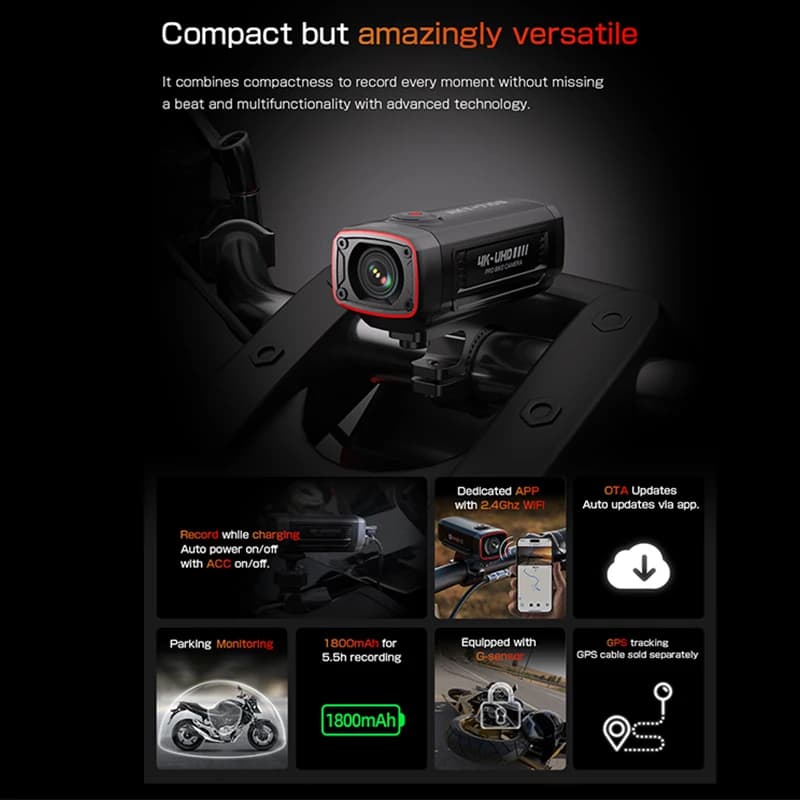 AKEEYO 710s Moto Dvr Car Black Box Moto 4k and 2k Ip66 Waterproof Wifi 2.4g 1800mah 3 hours persistent Moto Mini Dash Cam