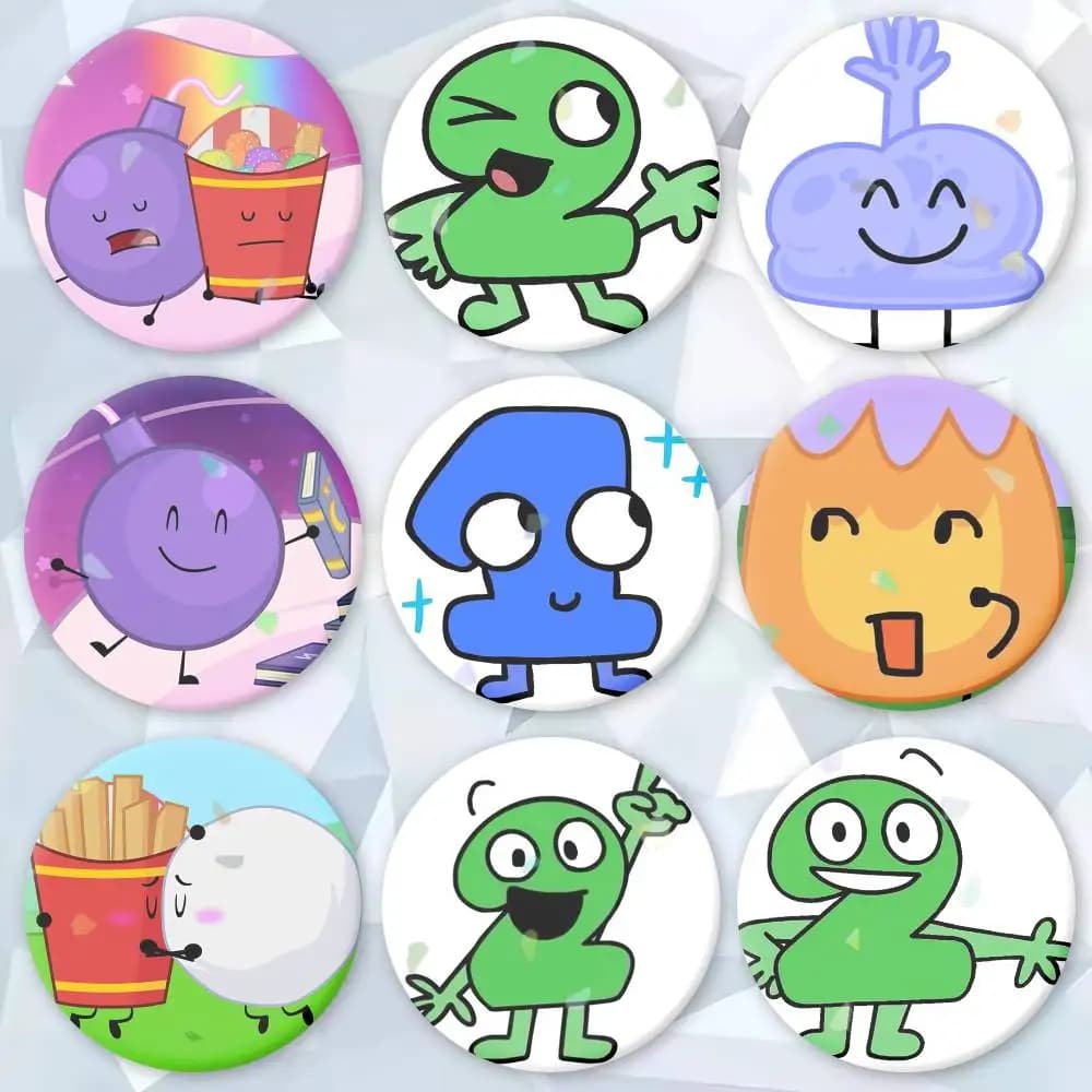 BFDI B-Battle for D-Dream Island Button Pins Backpack Clothing Decor Brooch Badge Jewelry Gifts for Kids