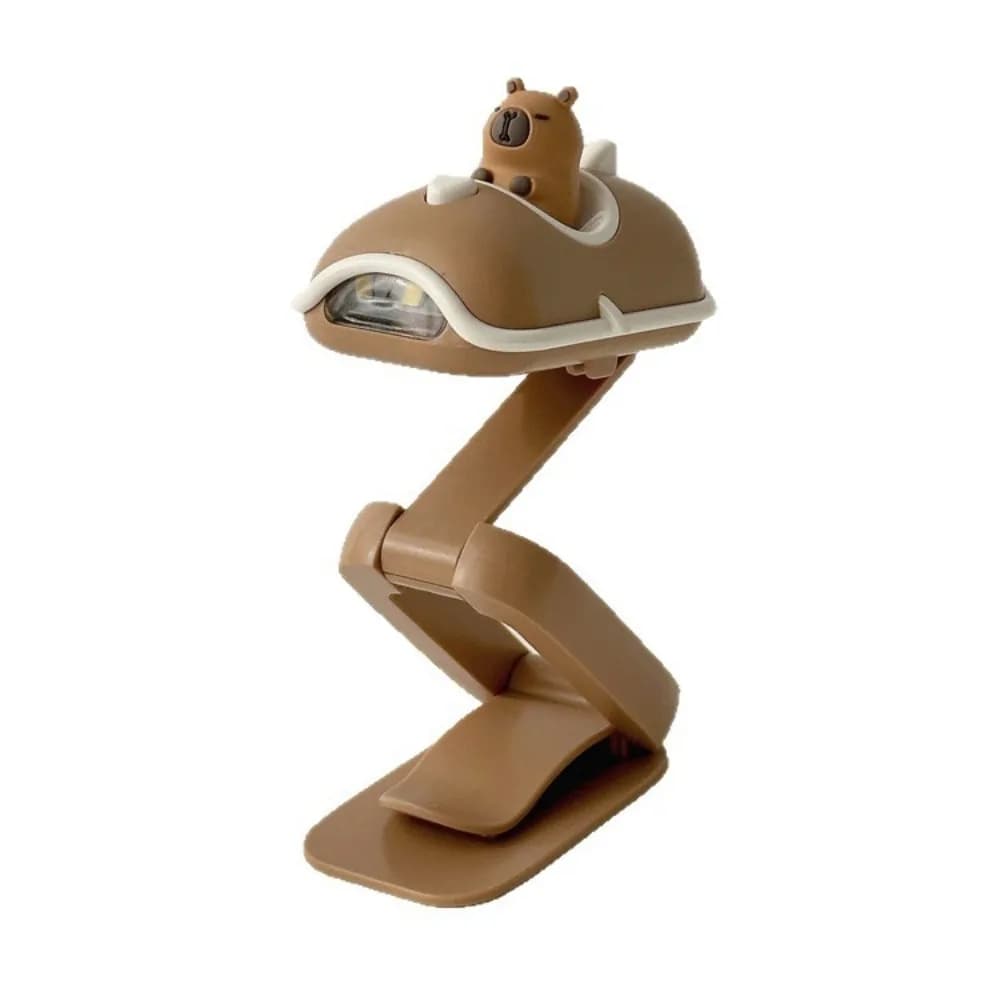 Lampada da Lettura a Forma di Capibara Cartoon, Luce Creativa Regolabile Pieghevole, Lampada Portatile a Batteria per Studio e Scrivania