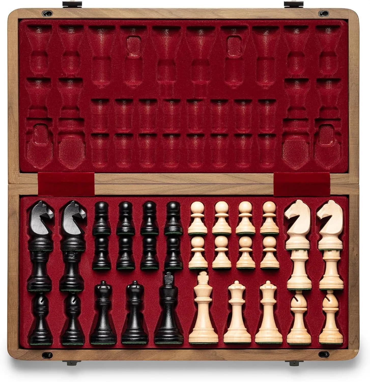 Set di Scacchi in Legno da 15 Pollici con Re Alto 3 Pollici, 2 Regine Extra, Scacchiera Portatile da Viaggio per Adulti e Bambini